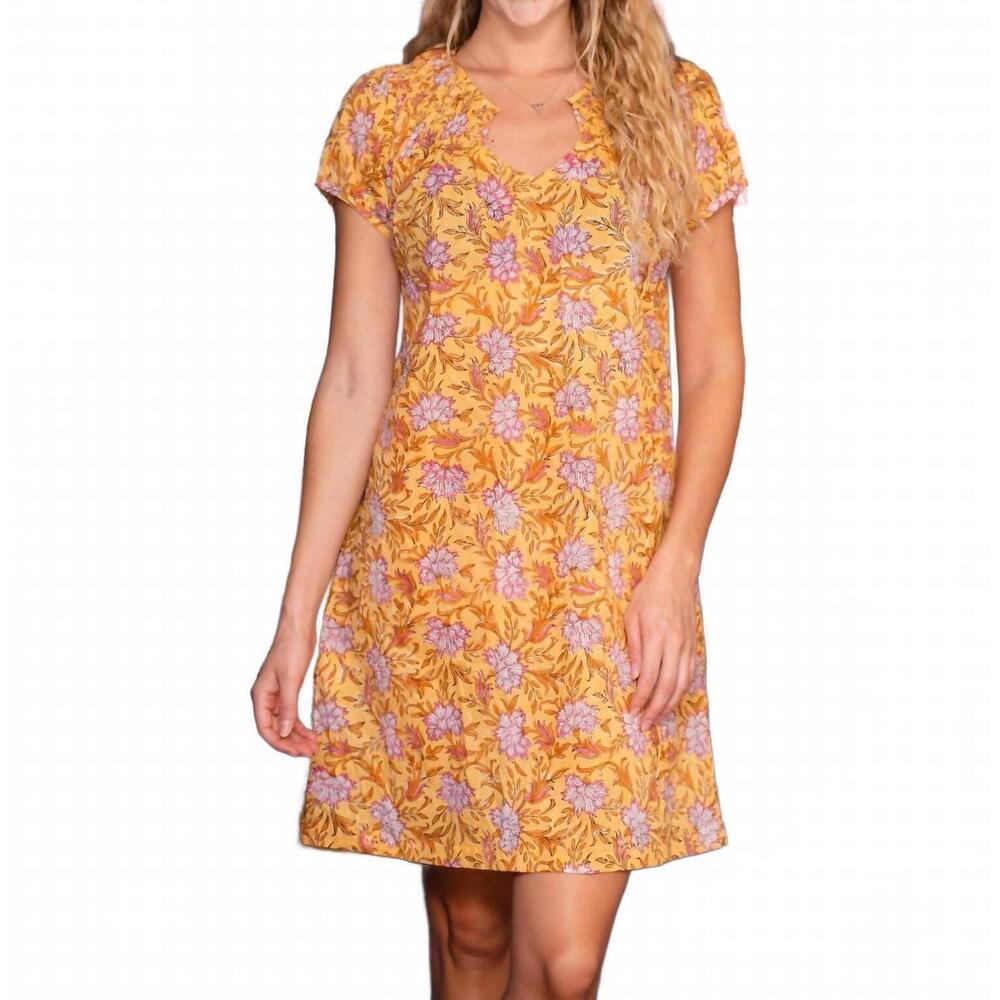 NEW JUST DARVINY sally floral v-neck dress in sunflower